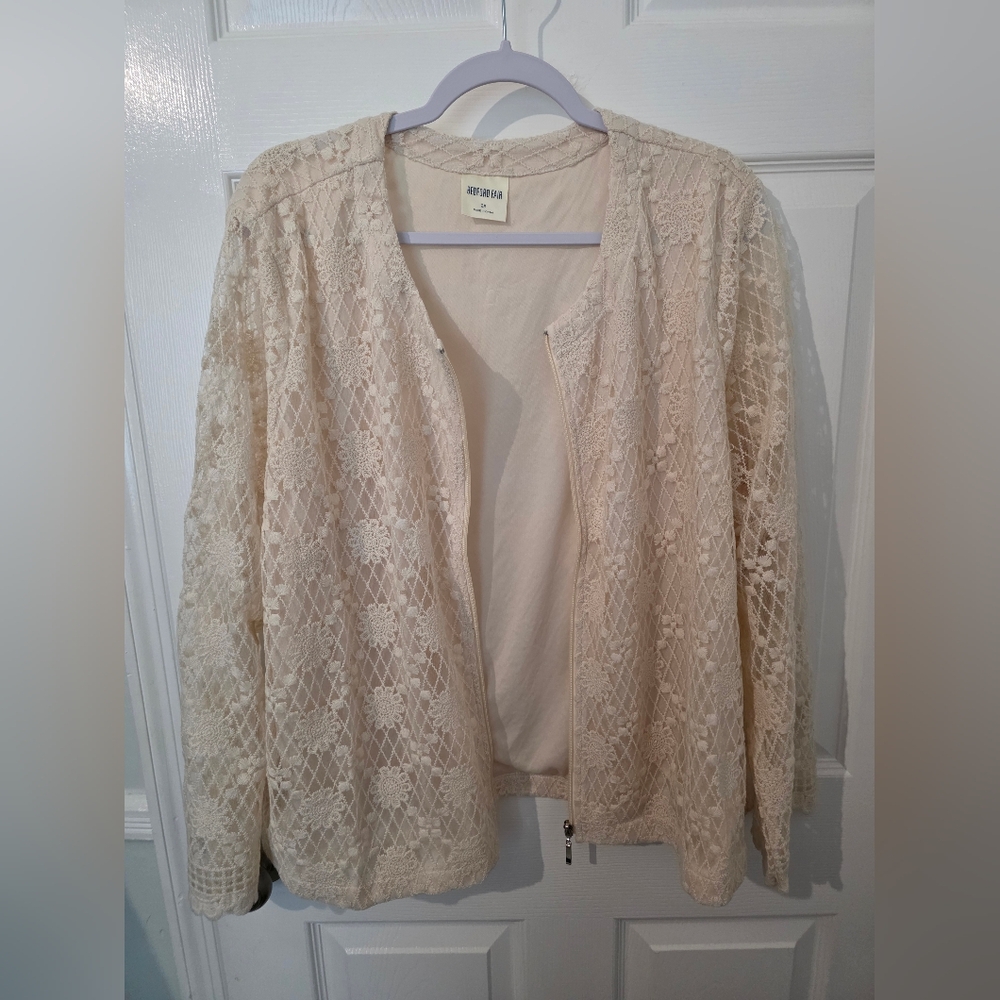 NWOT Bedford Fair Lace Jacket Top Sz 2XL